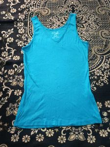 Aqua Blue V-Neck Tank Top