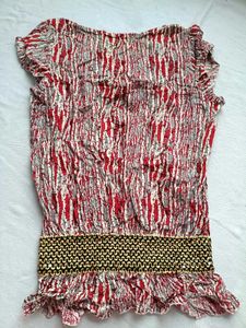 Bohemian Print Crochet Neck Top