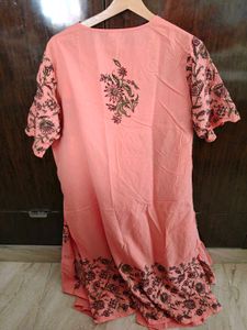 Peach Floral Kurta Set with dupatta