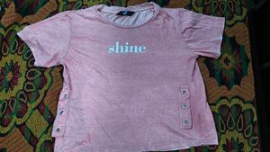 Pink Cropped "Shine" T-Shirt