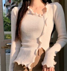 Ruffle Trim Long Sleeve Top