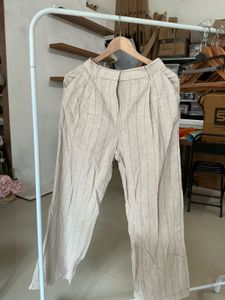 High-Waisted PINSTRIPE Striped Linen trouser