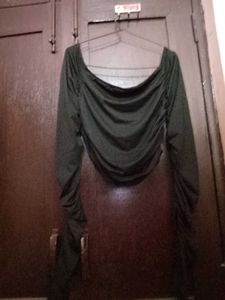 black Ruched Long Sleeve Top