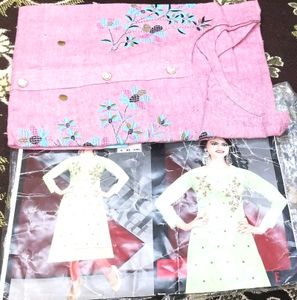 Kurti pink 1 piece attractive embroidery fancy