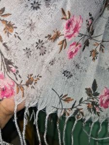Floral Print Scarf with Tassels of 1