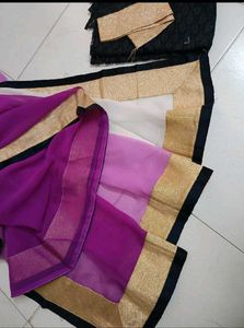 Golden Border Saree With Blouse Piece