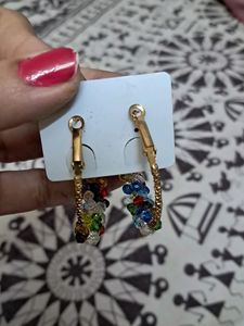 Combo Of Beautiful Crysta Hoops and Bracelet