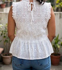 White Peplum Top