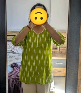 Lime Green Printed Kurti