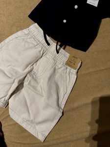 Navy Shirt and white Shorts Set