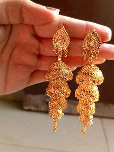 3 Layerd Golden Jhumka