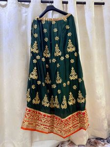 Green &amp; Red Embroidered Heavy Lehenga Choli Set