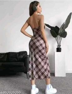 Trendy plaid maxi dress (XL)