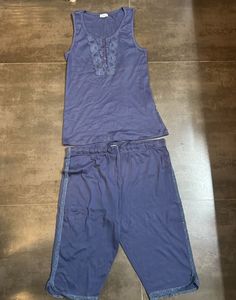 Beautiful Pale Blue Lace Night Suit Set