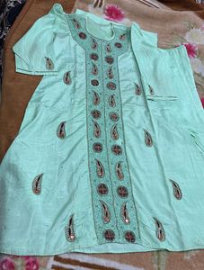 Elegant Mint Green Embroidered Kurta Set