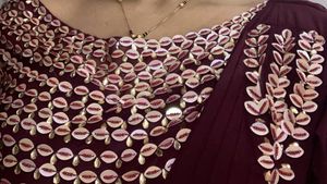 Girlish Partwear Ready To Wear Wine Saree