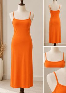 Orange Spaghetti Strap Maxi Dress