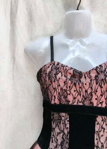 Pink &amp; Black Lace Tulle jumpsuit