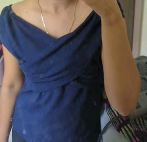 Chic Navy Blue Off-Shoulder Top