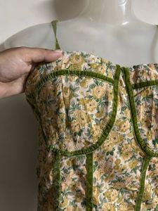 Floral Corset Top with Green Trim