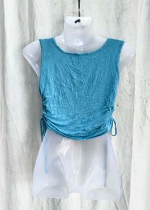 ruched sky blue top
