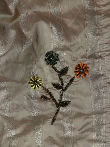 Peach Embroidered Kurti Set