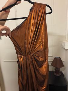 Metallic One-Shoulder Gown