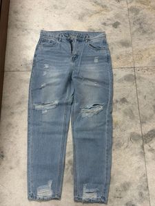 Distressed Light Wash Mom Jeans