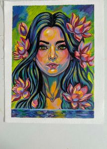 Vibrant Abstract woman Portrait Painting
