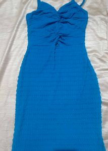Blue Knitted Maxi Dress - Trendy!