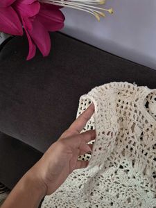 Cream Crochet Sleeveless Top