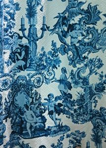 Blue and White Print Maxi Dress with Slit