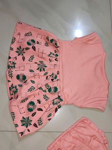 Cute Peach Baby Dress with Bloomers