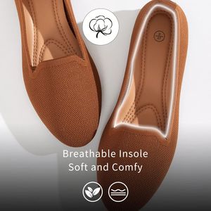 Comfortable Brown Knit Flats