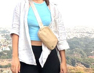 Baby Blue Ribbed Crop Tank Top