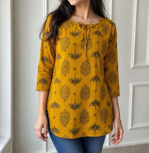 Mustard Yellow Kurta with Umbrella Print