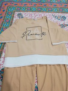 Semi-cropped casual korean pants Co-ord set
