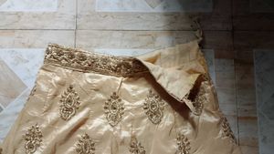 Elegant Gold Embroidered Lehenga Skirt