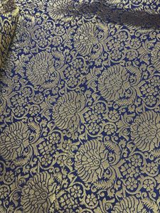 Blue &amp; Gold Brocade Fabric