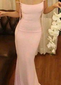 Elegant Pink Spaghetti Strap Maxi Dress