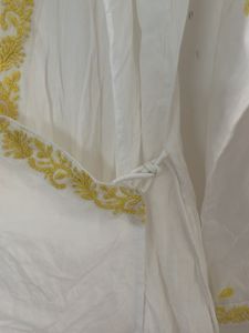 Elegant White Kurta shrug with Yellow Embroidery