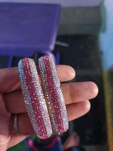 Sparkling Pink &amp; White Bangles