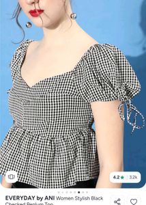 Checked Peplum Top