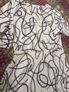 Cream Chain Print Midi Dress