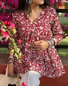 Maroon Block Print Kurta