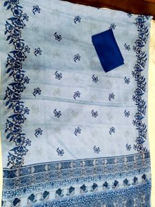 🇳🇿💫🎀Elegant Sky  Saree with Intricate Blu