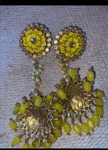 Yellow Floral Jhumka Earrings