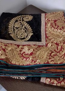 Elegant Black &amp; Gold Embellished Saree