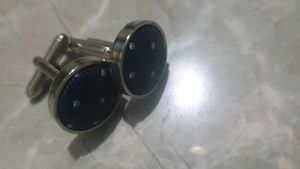 Elegant Navy Blue Polka Dot Cufflinks