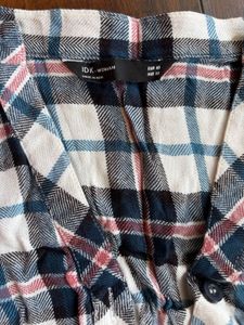 Plaid Sleeveless Button-Up Tunic Top
